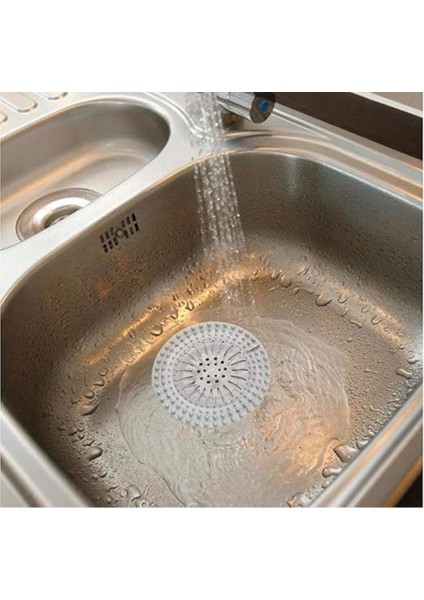Yuvarlak Silikon Lavabo ve Küvet Süzgeci, Lavabo Tıkacı Beyaz Renk 1 Adet M-140