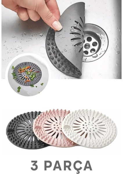 3 Adet Silikon Yuvarlak Lavabo Süzgeci Kaymaz Süzgeç Gider Kapağı M-140 fırsatları