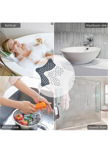 1 Adet Gri Renk Vantuzlu Silikon Kaymaz Yıldız Lavabo Süzgeci M-114 indirimleri