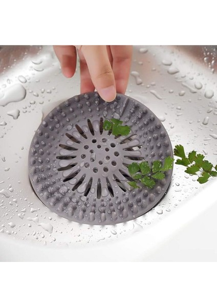 Yuvarlak Silikon Süzgeç 12 cm Lavabo ve Küvet Süzgeci, Lavabo Tıkacı Gri Renk 1 Adet M-140