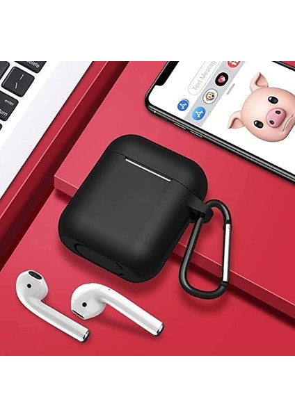 Es Apple Kulaklık 1/2 Nesil Ile Uyumlu Tam Koruyucu Askılı Yumuşak Slikon Kulaklık Kılıfı (Siyah) fiyatları
