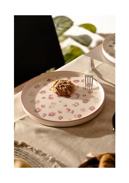 Seramik Berthe 6&apos;lı Özel Tasarım Hand Made 20 cm Stackable Pasta Tabak Seti