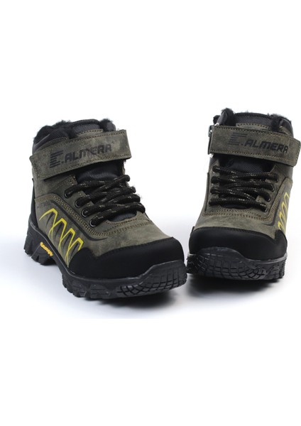 Unisex Çocuk Haki Siyah Içi Kürklü Kışlık Termo Taban Suya Soğuğa Dayanıklı Günlük Rahat Outdoor Bot modelleri