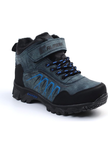 Unisex Çocuk Lacivert Siyah Içi Kürklü Kışlık Termo Taban Suya Soğuğa Dayanıklı Günlük Rahat Outdoor Bot