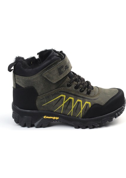 Unisex Çocuk Haki Siyah Içi Kürklü Kışlık Termo Taban Suya Soğuğa Dayanıklı Günlük Rahat Outdoor Bot fiyatları