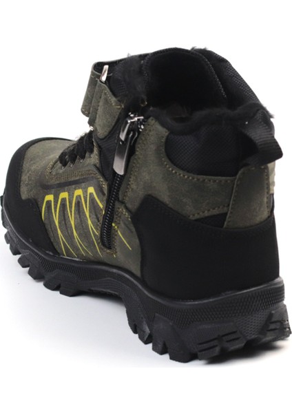 Unisex Çocuk Haki Siyah Içi Kürklü Kışlık Termo Taban Suya Soğuğa Dayanıklı Günlük Rahat Outdoor Bot fırsatları