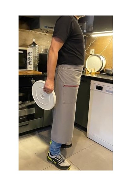Önlük Biyeli Uzun Belden Gri