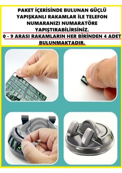 Numaratörlü 360° Dönebilen Araç Içi Telefon Tutacağı Yapışkanlı M-225