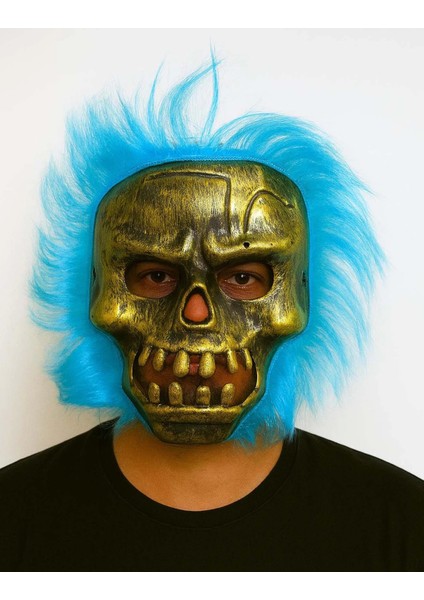 Populermarketim - Wild Skull - Bakır Kafatası Turkuaz Saçlı Iskelet Maske