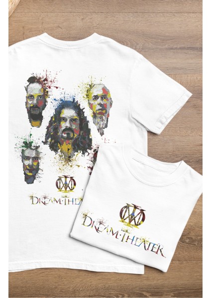 Oversize Dream Theater Sırt Baskılı Tişört, Unisex Rock Band Temalı Bisiklet Yaka T-Shirt