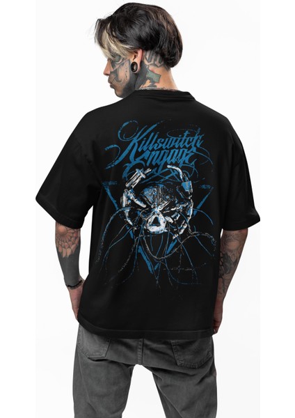 Oversize Killswitch Engage Sign Sırt Baskılı Tişört, Unisex Rock Band Temalı Bisiklet Yaka T-Shirt modelleri