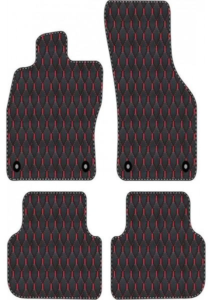 Nissan MICRA-2007-2010-TKM Uyumlu Kırmızı Dikişli Siyah Deri Paspas fiyatları