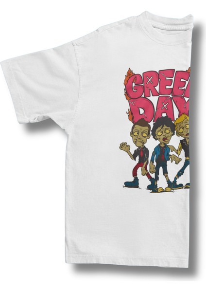 Oversize Minyatür Greenday Baskılı Tişört, Unisex Rock Band Temalı Bisiklet Yaka T-Shirt fiyatları