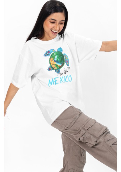 Oversize The Gulf Of Mexico Yazılı Tişört, Unisex Yaz Temalı Bisiklet Yaka T-Shirt