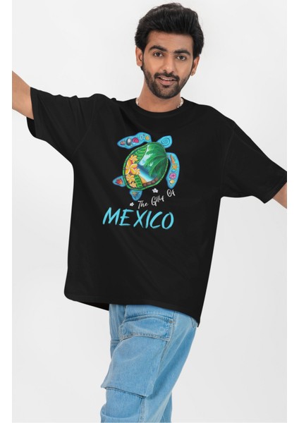 Oversize The Gulf Of Mexico Yazılı Tişört, Unisex Yaz Temalı Bisiklet Yaka T-Shirt