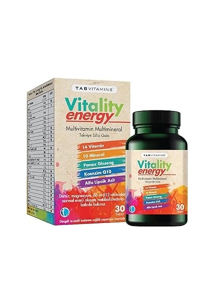 Vitality Energy 30 Tablet Multivitamin Multimineral