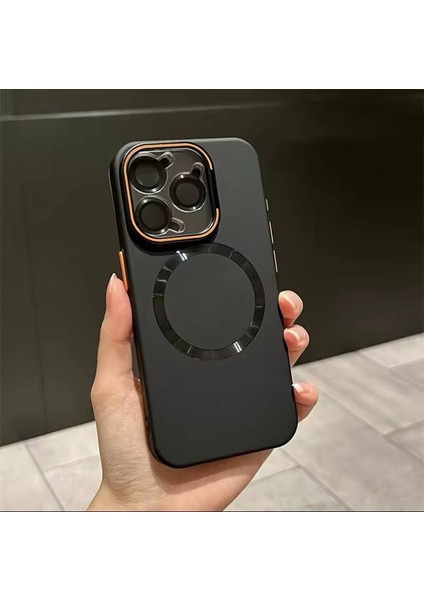 Apple Iphone 15 Pro Uyumlu Magnezyum Serisi Standlı Kapak Magsafe Sert Kılıf + Kamera Lens Koruma . fırsatları