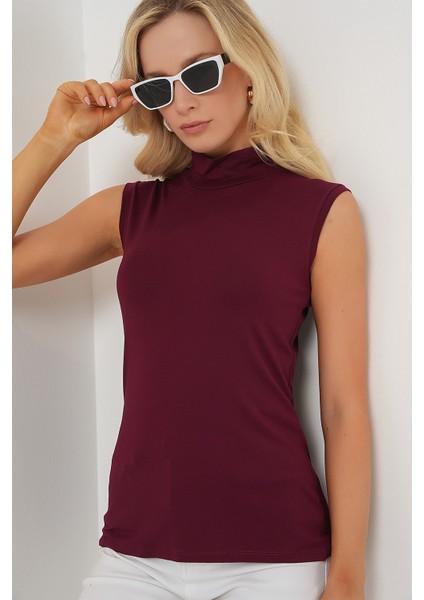 Kadın Kolsuz Body 4348 - Bordo modelleri