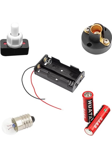 Elektromer Deney Seti Kutulu Okul Için (Pil Yuvası+Duy+Ampul+Anahtar+Pil) (5232)