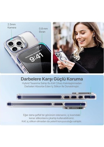 iphone 15 Pro Max Için Hybrid Performance Serisi Ultra Şeffaf Sert Polikarbonat Arka Kısım Orta Sertlikte Silikon Kenarlar ve Stand Olabilen Lens Çerçeveli Kılıf (Mavi, 15 Pro Max) fiyatları