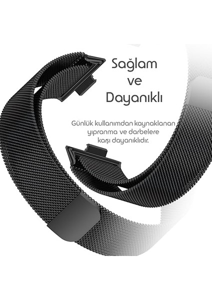 Huawei Watch Fit 3 Ile Uyumlu Loop Metal Hasırlı Kordon Manyetik Tasarımlı Terletmeyen Nefes Alan Hafif Yapılı Bileğe Göre Ayarlanabilen Deformasyona Dayanıklı Paslanmaz Kayış