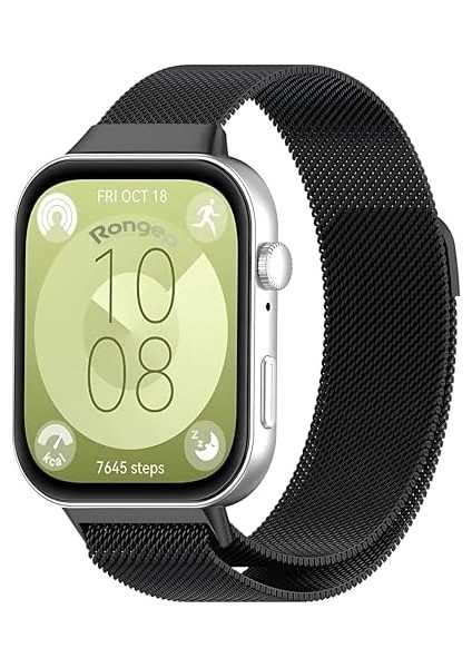 Huawei Watch Fit 3 Ile Uyumlu Loop Metal Hasırlı Kordon Manyetik Tasarımlı Terletmeyen Nefes Alan Hafif Yapılı Bileğe Göre Ayarlanabilen Deformasyona Dayanıklı Paslanmaz Kayış