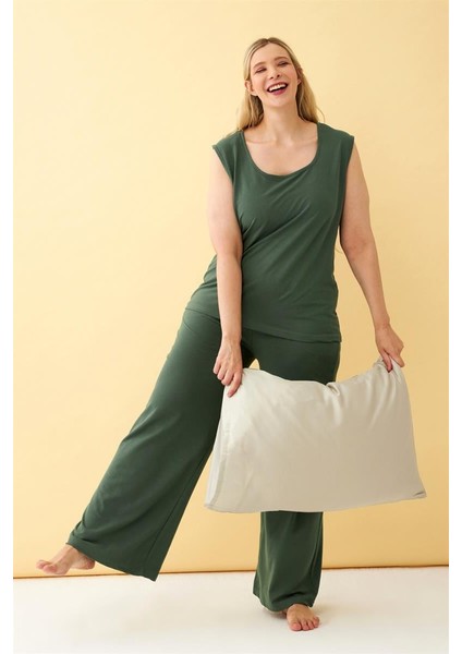 Akbeniz Kadın Yeşil Büyük Beden Penye Alt Üst Takım modelleri