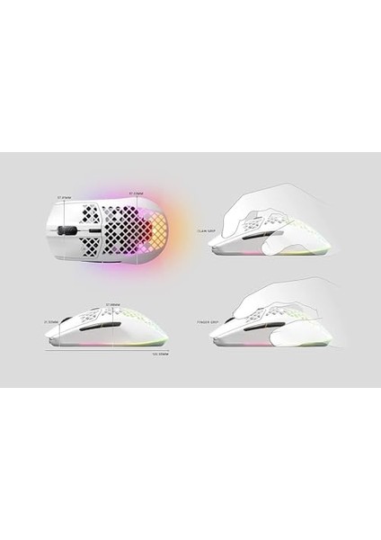Aerox 3 Wireless Snow Gaming Mouse - Truemove Air Optik Sensör - 68 Gram - Suya Dayanıklı - Beyaz