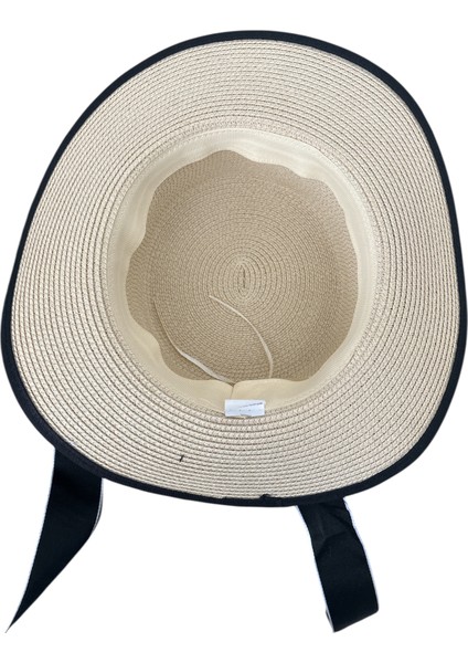 Kadın Arı Detaylı Siyah Fiyonklu Hasır Şapka modelleri