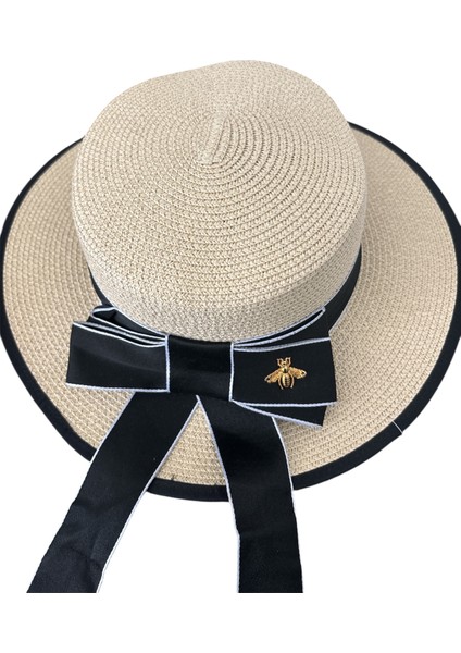 Kadın Arı Detaylı Siyah Fiyonklu Hasır Şapka fırsatları