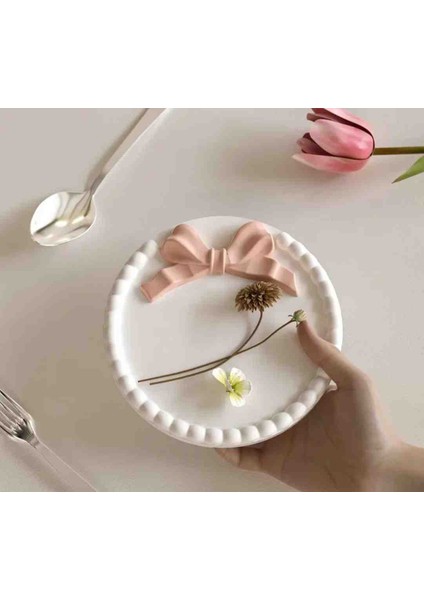 Zarif Fiyonklu Yuvarlak Dekoratif Tabak – Şık ve Estetik Masa Üstü Objesi modelleri