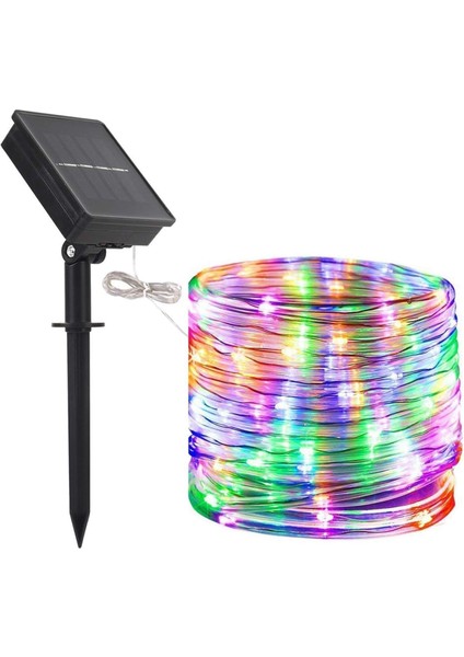 Güneş Enerjili Rgb 100 Led, 12 Metre,8 Modlu, Peri LED Bahçe, Veranda, Avlu, Balkon, Havuz Kenarı, Düğün, Parti, Peyzaj Aydınlatma Su Geçirmez Lamba