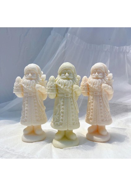 Dekoratif Noel Baba Figürlü Heykel Mum %100 Doğal Soya Wax , Krem Açık Renk, Özel Günler Için Hediye fırsatları