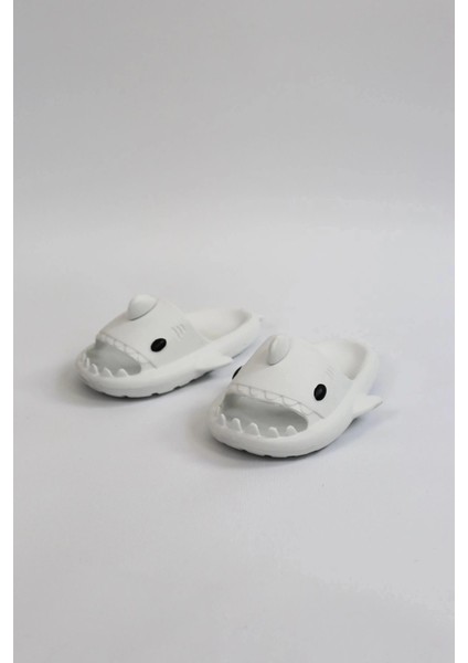 WG500 Köpekbalığı Beyaz Unisex Tam Ortopedik Terlik Shark Slides Cocuk