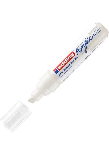 5000 Akrilik Marker Geniş - Beyaz - 1 Su Geçirmez Akrilik Boya Kalemi - Keski Ucu 5-10 mm - Tuval, Sanat Kağıdı ve Ahşap Üzerine Çizim Için Akrilik Boya Kalemi