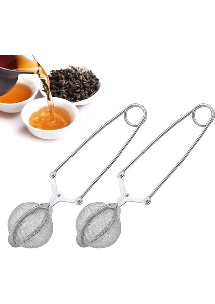 2 Paket Paslanmaz Çelik Gevşek Yaprak Çay Demliği Saplı Örgü Süzgeç Topu