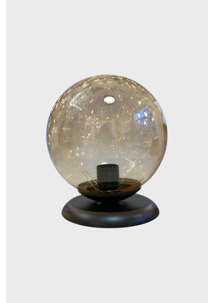 Şık Siyah Bal Cam Küre Başlıklı Masa Lambası, Modern ve Zarif Tasarım