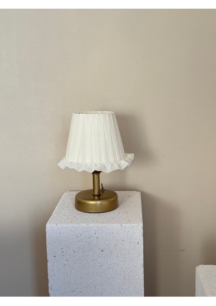 Fırfır Işlemeli Kablosuz Masa Lambası, Alt Eskitme Gold, Krem Renk indirimleri