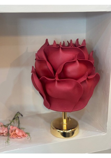 Şık Eva Gül Tasarımlı Kablosuz Masa Lambası, Alt Parlak Gold Renkli fiyatları