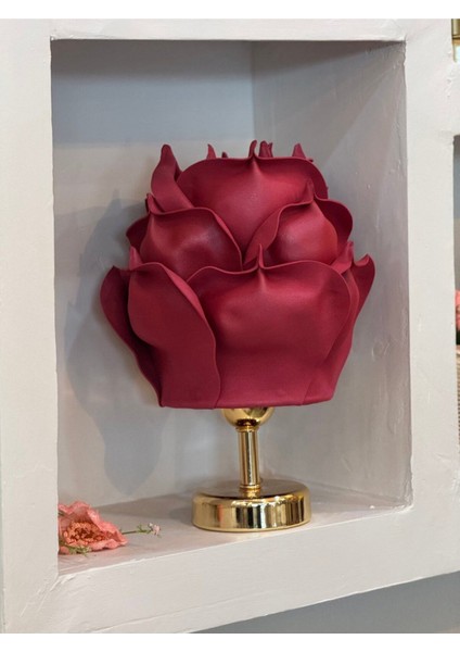 Şık Eva Gül Tasarımlı Kablosuz Masa Lambası, Alt Parlak Gold Renkli modelleri