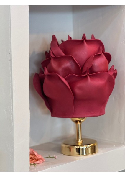 Şık Eva Gül Tasarımlı Kablosuz Masa Lambası, Alt Parlak Gold Renkli fırsatları