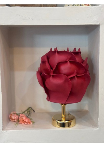 Şık Eva Gül Tasarımlı Kablosuz Masa Lambası, Alt Parlak Gold Renkli indirimleri