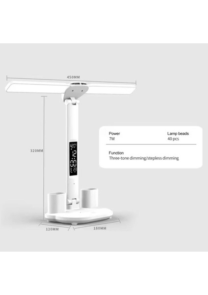 Beyaz Masa Lambası, Dokunmatik, Saatli ve Kalemlikli Tasarım ile Fonksiyonel Kullanım fırsatları