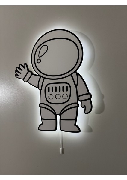 Ahşap Doodle Astronot Çocuk Odası Gece Lambası 27X35 Siyah fiyatları