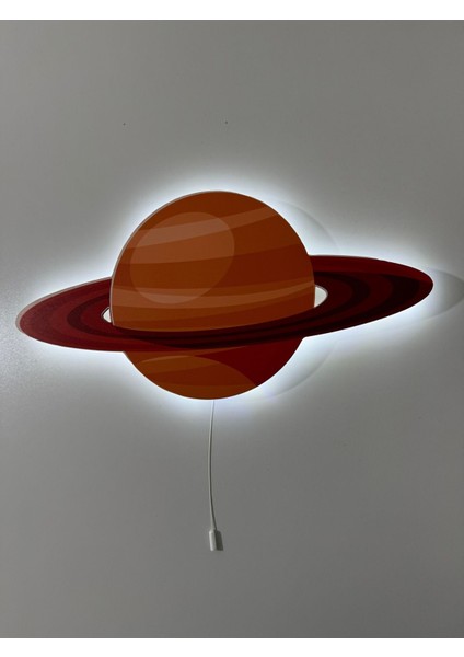 Renkli Ahşap Satürn Çocuk Odası Gece Lambası 44X22, Şık ve Eğlenceli Dekorasyon modelleri