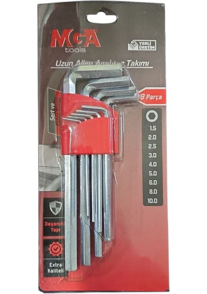 9 Parça Uzun L Allen Anahtar Takımı, Dayanıklı ve Kullanışlı Set fiyatları
