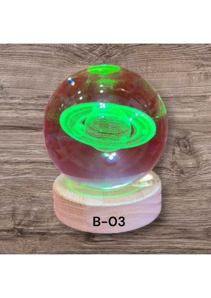 Aydınlatmalı Kristal Altı Ahşap Büyük Boy Cam Küre, Şık ve Doğal Dekorasyon Ürünü