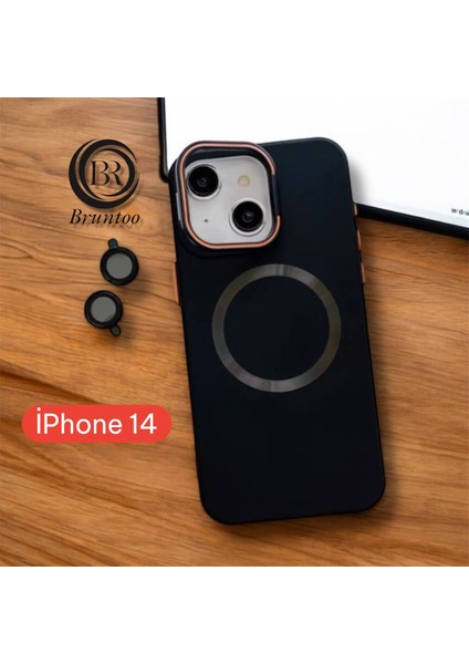 Apple Iphone 14 Uyumlu Magnezyum Serisi Standlı Kapak Magsafe Sert Kılıf + Kamera Lens Koruma . modelleri