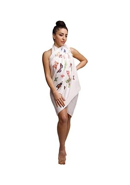 Plaj Banyo Havlusu Hızlı Kuruyan Peştamal Seyahat Banyo Plaj Havuz Deniz Yüzme Spa Fitness Spor Salonu Için Havlu Peştamal Örtü %70 Bambu %30 Pamuk 190*90 cm Ince ve Büyük (Beyaz, Kelebek) fiyatları