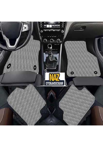 Skoda Roomster 2007 - 2016 Uyumlu Gri Dikişli Gri Deri Paspas